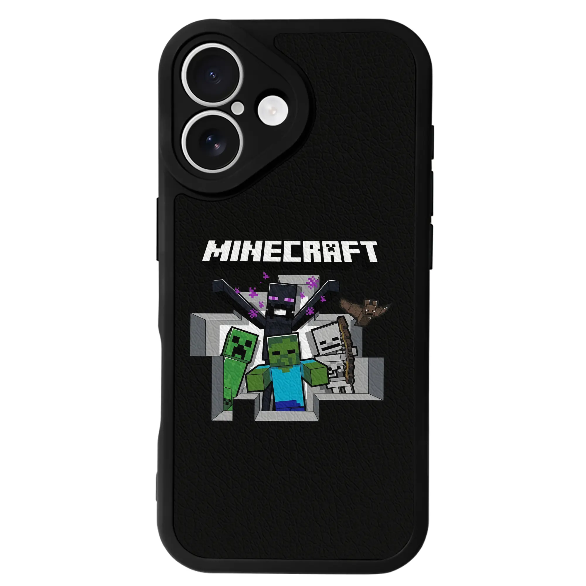 マイクラ グッズ  マイクラ - IPhone 16シリーズ対応 ・ シリコンスマホケース ・ レザー調 ・ 高精度フィット ・ 耐衝撃 ・ ワイヤレス充電対応 ・ 精密カット